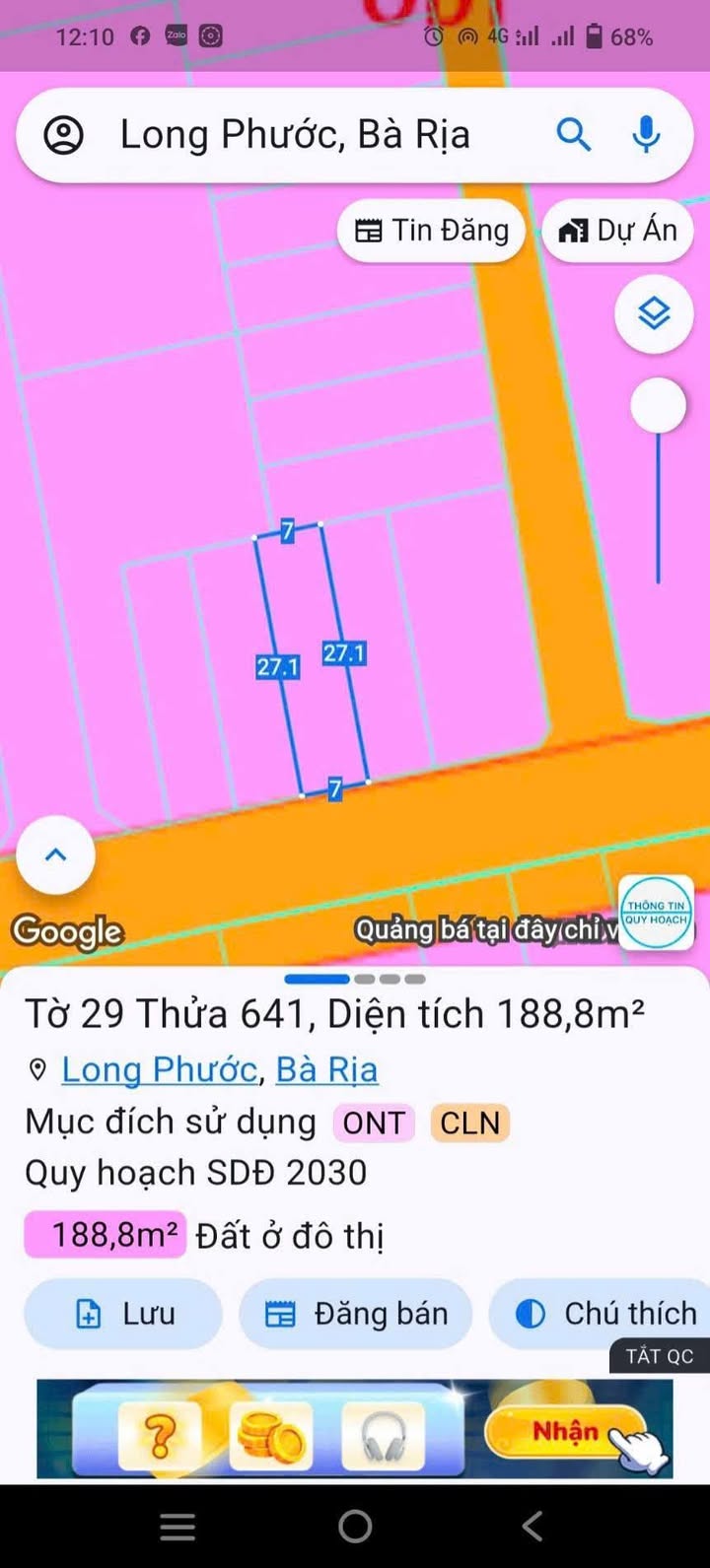Đất Nền Long Phước, Bà Rịa 189m² - Tiềm Năng Tăng Giá Vượt Trội!