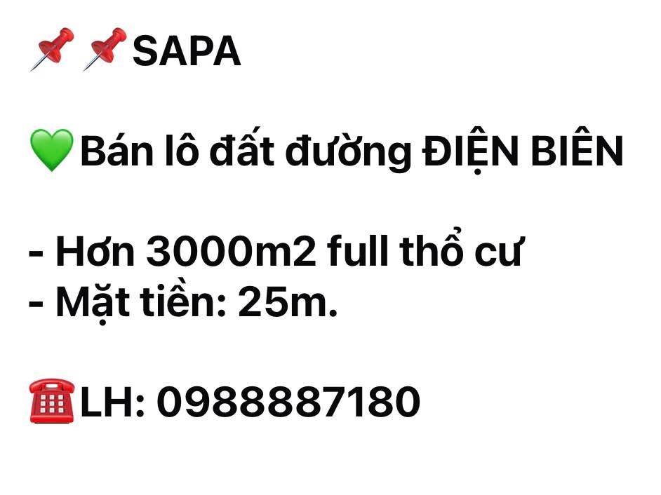 Đất nền Mặt đường Điện Biên Phủ Sa Pa 3000m² - Sổ đỏ chính chủ
