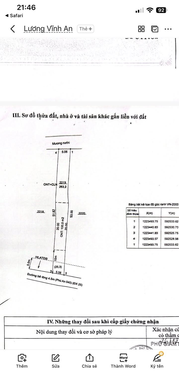 Đất nền Phú An, Bến Cát 250m² giá 1.35 tỷ - Đất thổ cư 100%