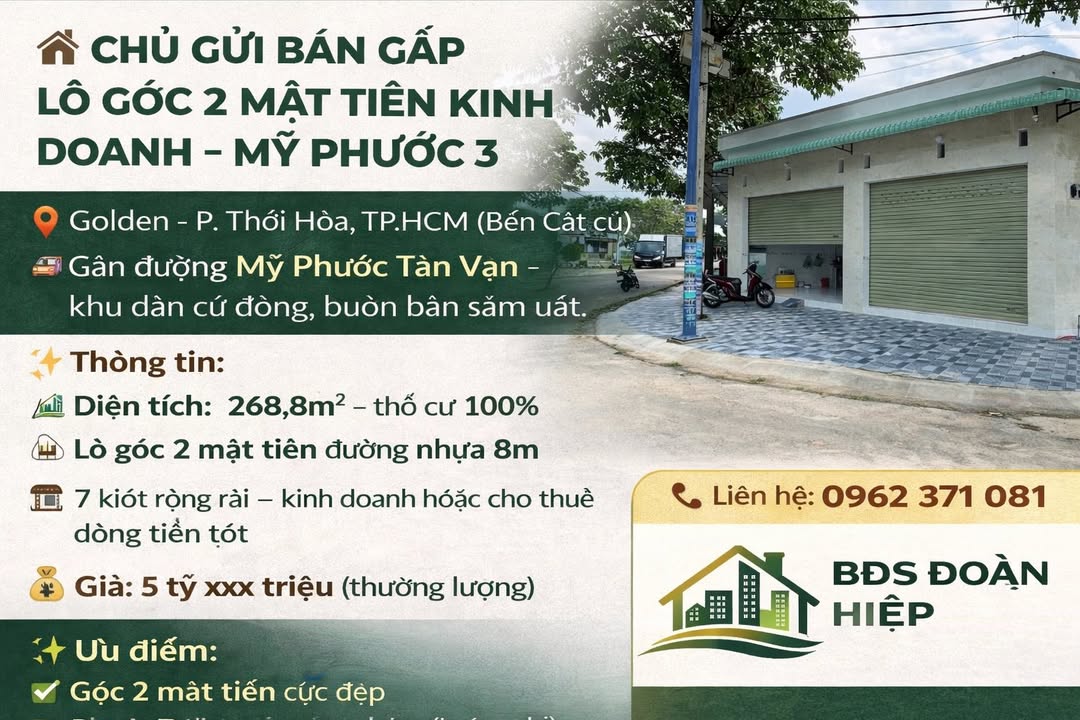 Shophouse Lô Góc Mỹ Phước 3 268.8m² - Mặt tiền kinh doanh đắc địa!