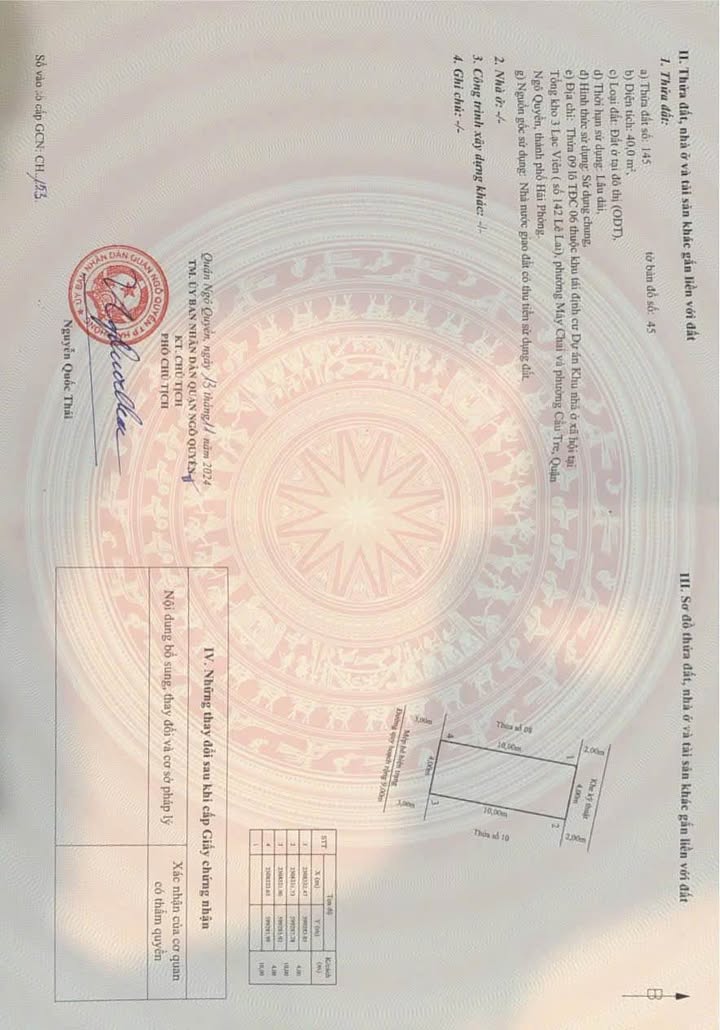 Bán đất Tái định cư Kho 3 Lạc Viên, Ngô Quyền - 40m² Sổ đỏ chính chủ