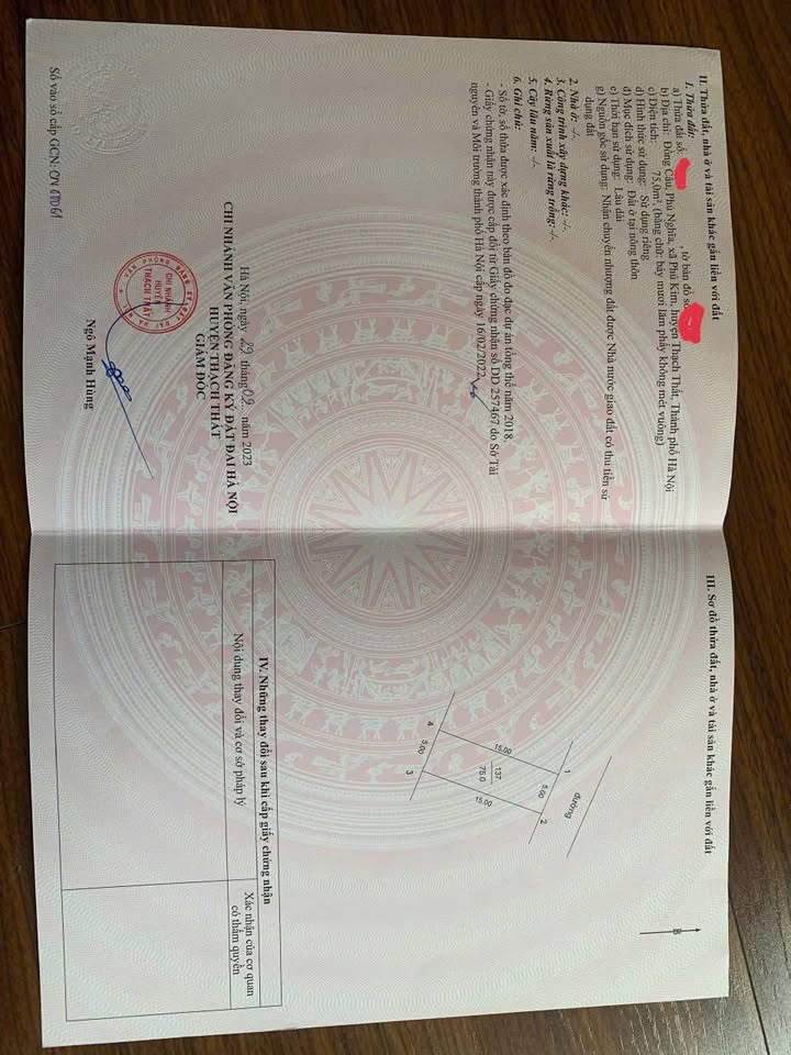 Đất nền Thạch Thất 75m² giá 3 tỷ - Sổ đỏ chính chủ