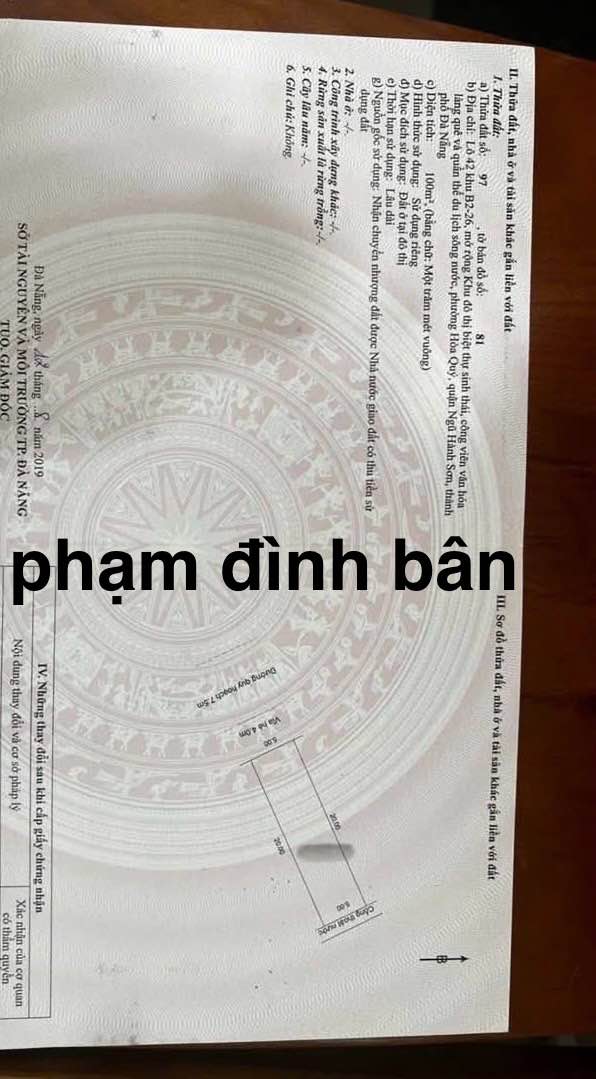 Bán đất nền 100m² Phạm Đình Bân, Bắc Từ Liêm - Hướng Tây Nam, Giá 5.5 tỷ