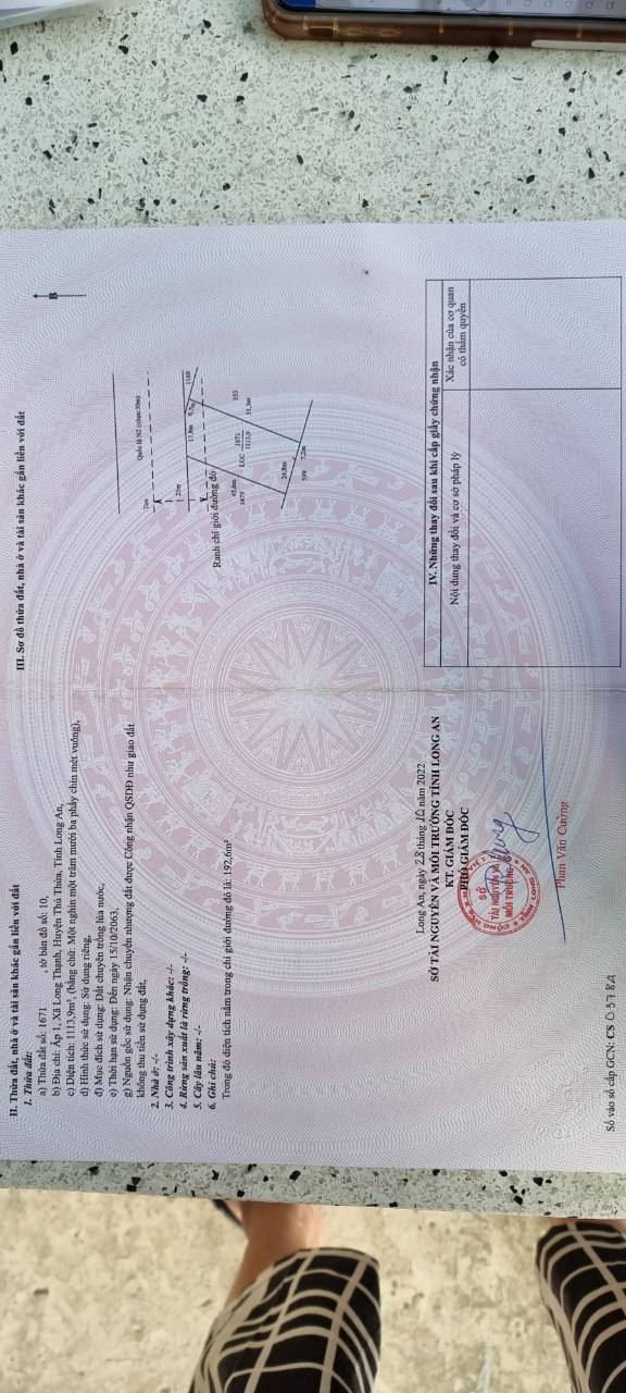 Đất nền Thủ Thừa Long An 1113m² - Đất thổ cư 100%