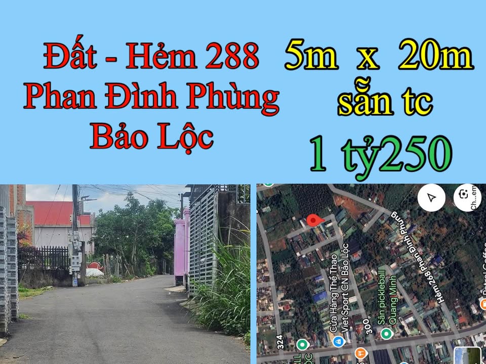 Đất nền Bảo Lộc 100m² Hẻm Phan Đình Phùng, Sổ đỏ chính chủ