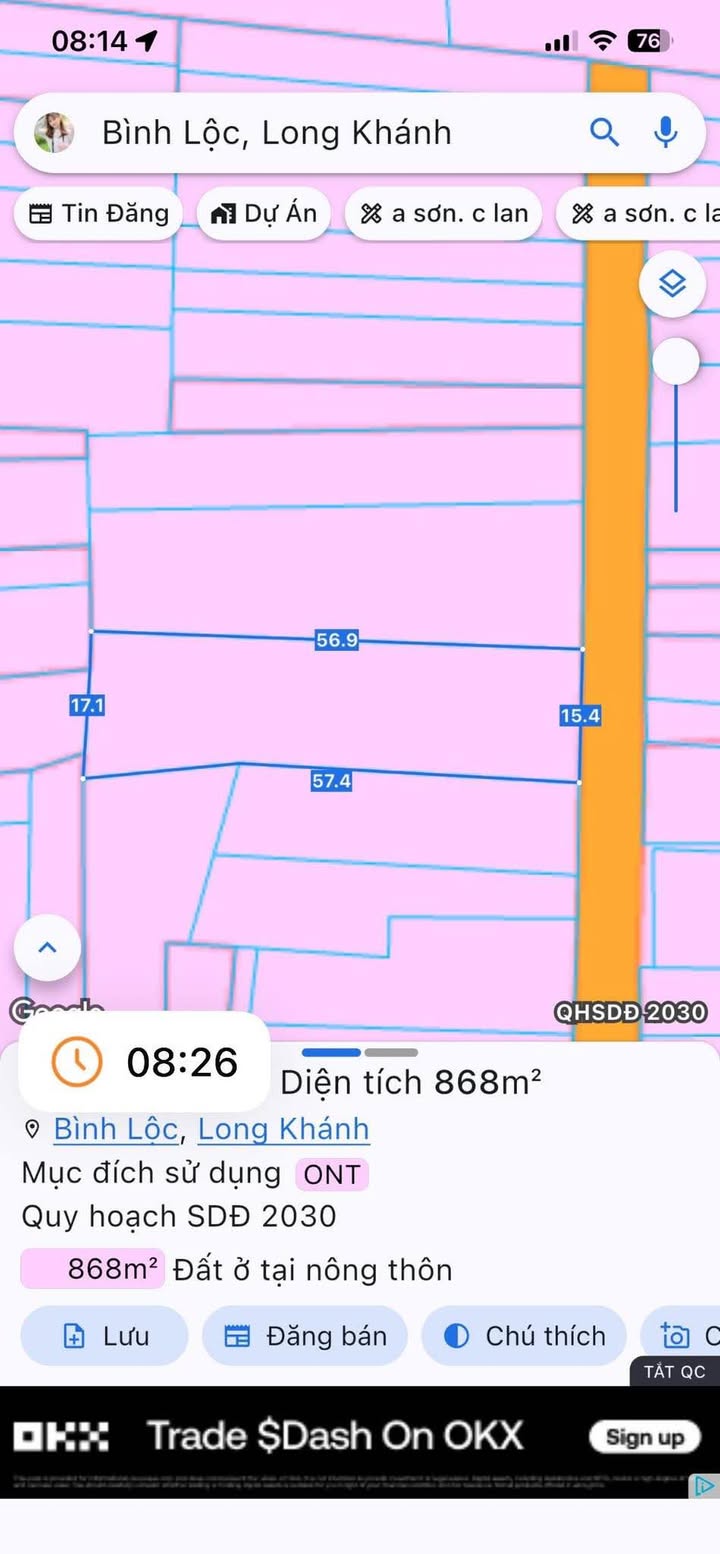 Đất nền Bình Lộc Long Khánh 868m² - Đất thổ cư 100%!