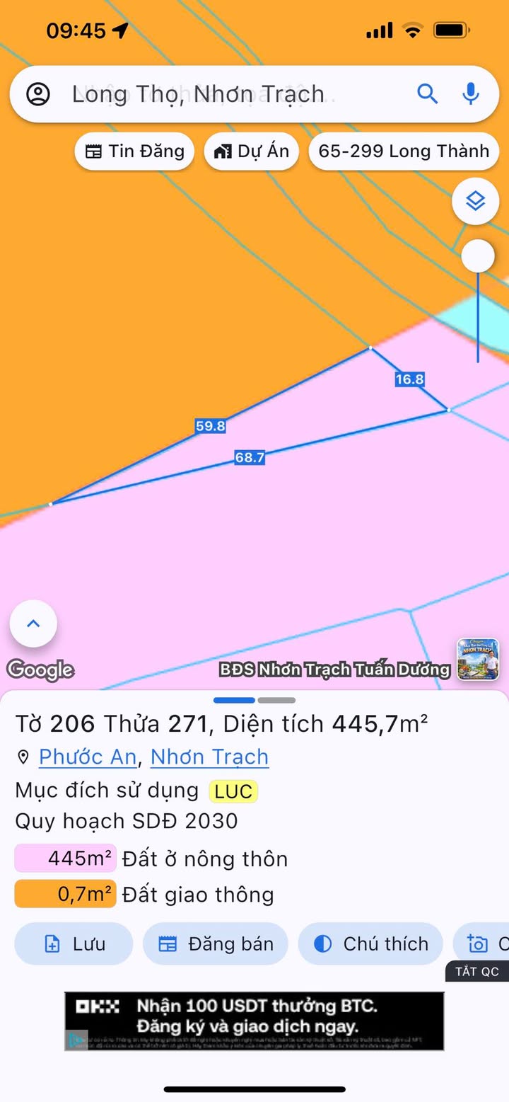 Đất mặt tiền 25C Nhơn Trạch - 445m² gần Sân Bay Long Thành