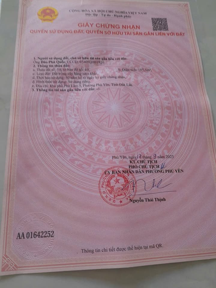 Đất nền Phú Lâm Tuy Hòa 209m² 1.8 tỷ - Sổ đỏ chính chủ