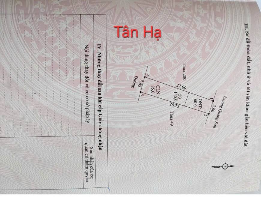 Đất nền 150m² Quang Sơn, Tam Điệp - Sổ đỏ, Nở hậu, Giá 2.3 tỷ