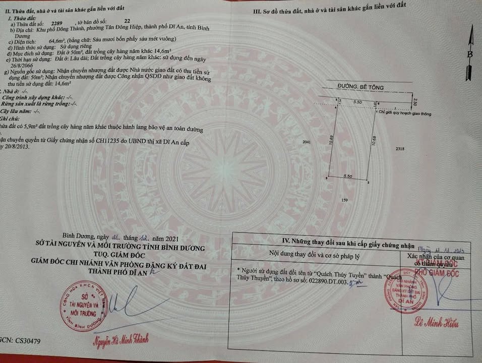 Đất nền Dĩ An 65m² giá 2.4 tỷ - Sổ đỏ chính chủ, xây dựng ngay!