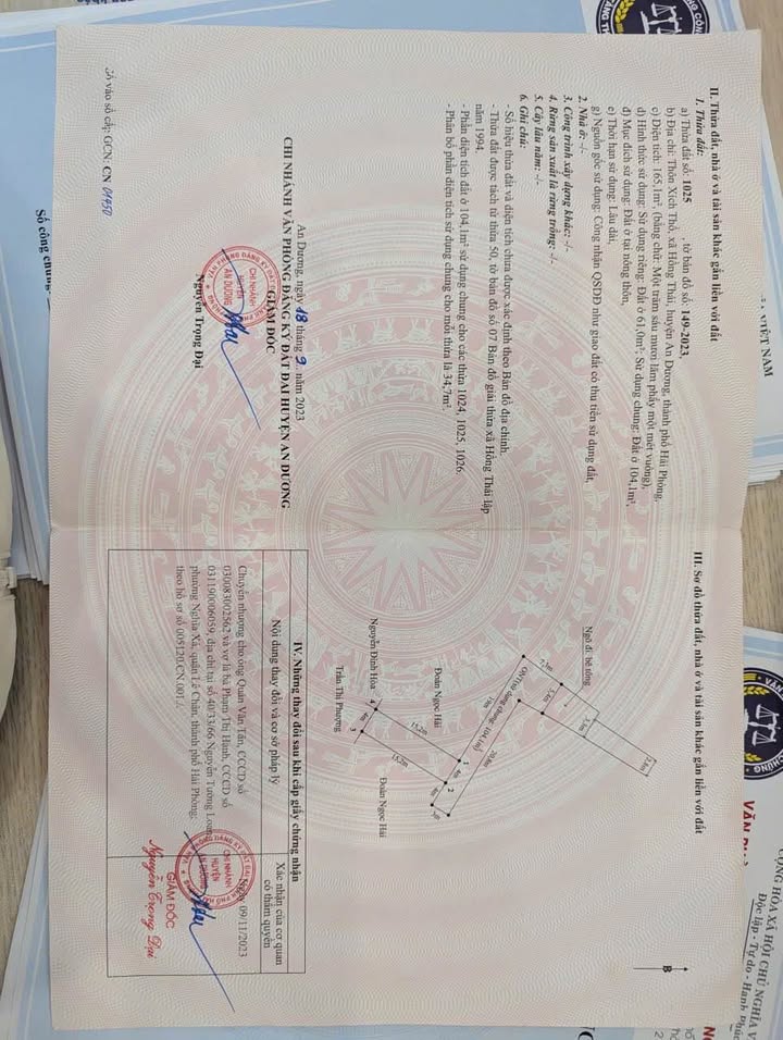 Bán Đất Xích Thổ An Dương 61m² Sổ Hồng - Giá Tốt 1.4 Tỷ