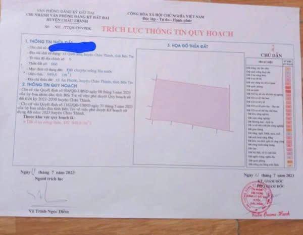 Đất 300m² 2 Mặt Tiền Sát KCN Giao Long, Bến Tre - Giá 1.1 Tỷ