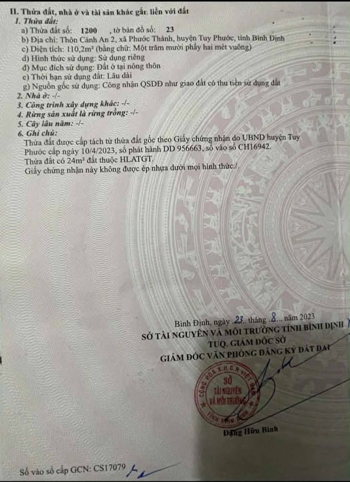 Đất nền Xã Phước Thành Tuy Phước 115m² - Sổ đỏ chính chủ!