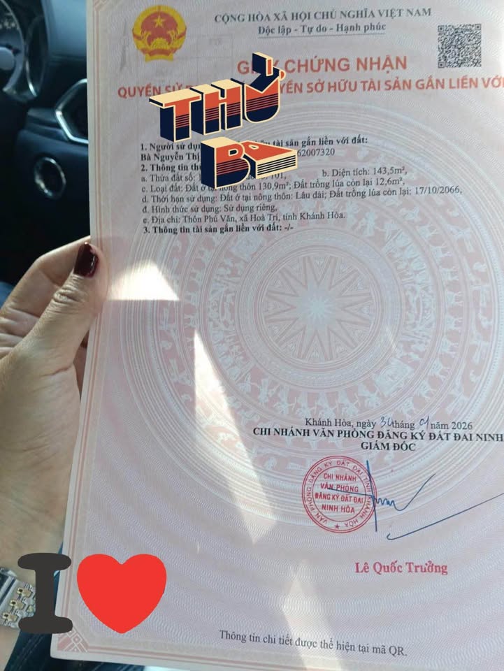 Đất nền Ninh Hòa, Khánh Hòa 144m² - Sổ đỏ chính chủ, công chứng ngay!