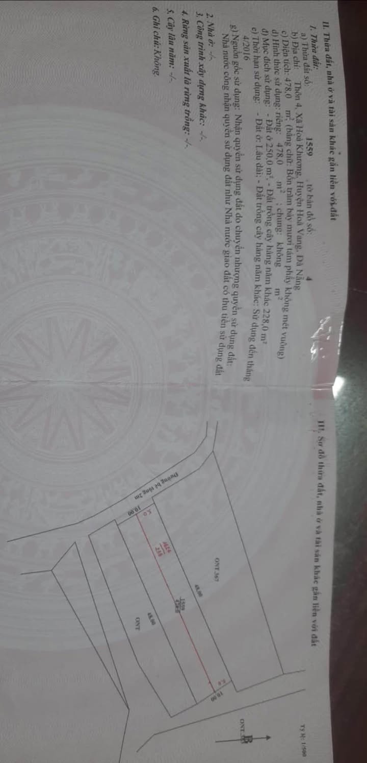 Đất nền Hòa Vang Đà Nẵng 239m² - Đất thổ cư 100%