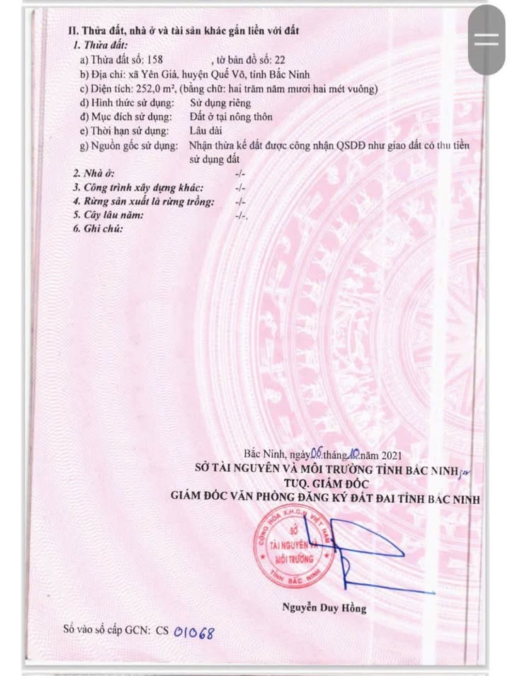 Đất nền La Miệt, Quế Võ, 252m² - Sổ đỏ chính chủ, tiềm năng sinh lời!