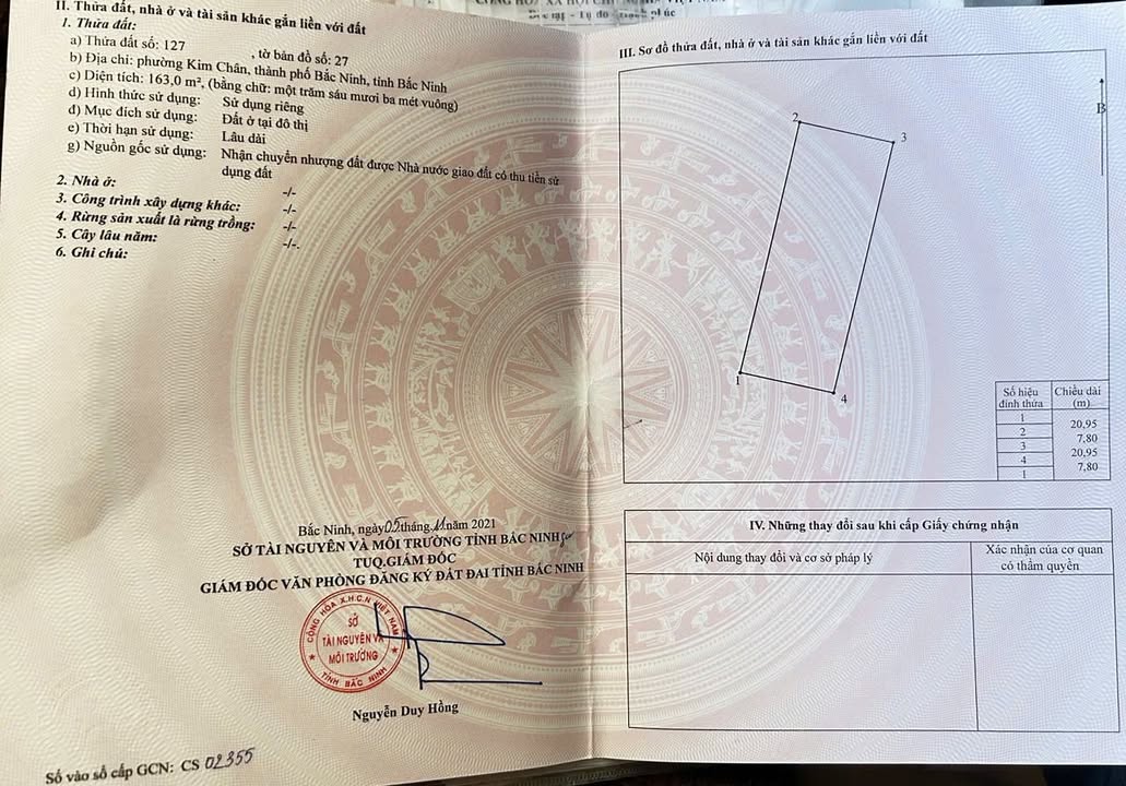 Bán Đất Sổ Đỏ Chính Chủ TP Bắc Ninh - 131m² Đất Ở Lâu Dài