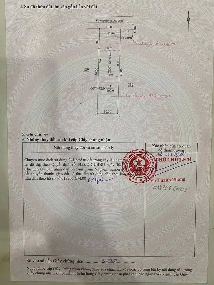 Đất Thổ Cư 400m² Mặt Tiền 10m - Phường Mỹ Phước, Bến Cát, Bình Dương - Giá 3 Tỷ