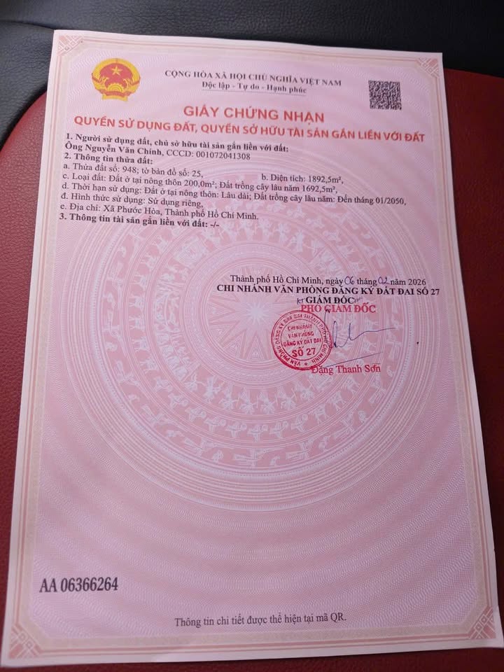 Đất nền Củ Chi 1892m² giá 8 tỷ - Tiềm năng tăng giá vượt trội!