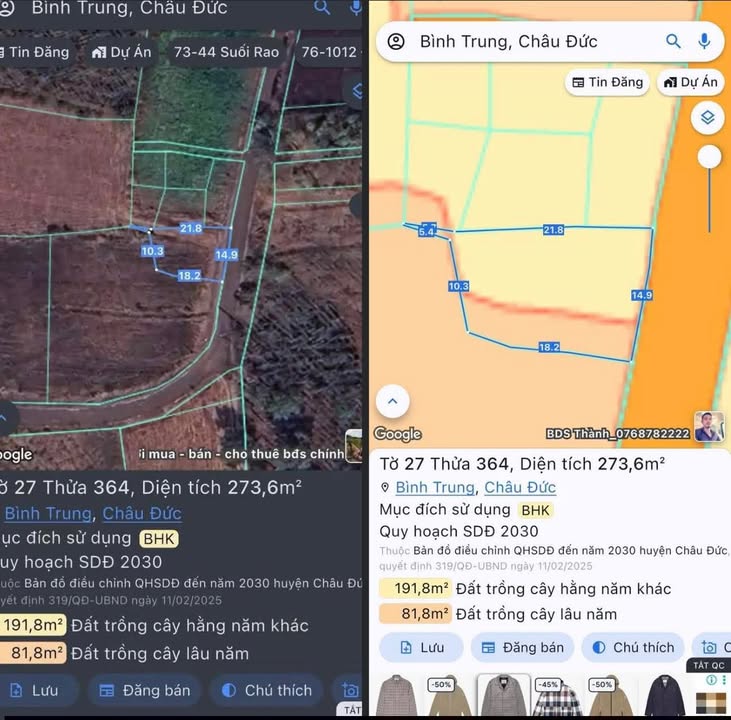 Đất Nền Bình Trung Châu Đức 273m² - Mặt Tiền Nhựa 15m - Giá 380 Triệu