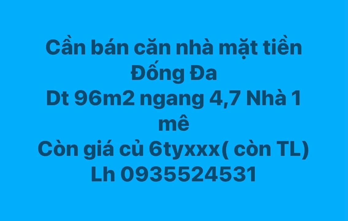 Nhà Mặt Tiền Đống Đa Quy Nhơn 96m² - Giá 6 Tỷ TL