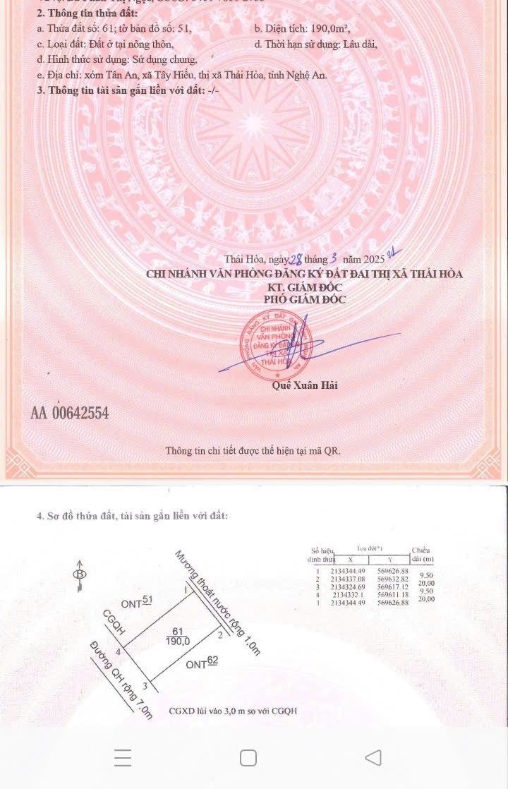 Đất đấu giá Phường Tây Hiếu, Nghĩa Đàn 190m² - Sổ đỏ thổ cư, cơ hội đầu tư