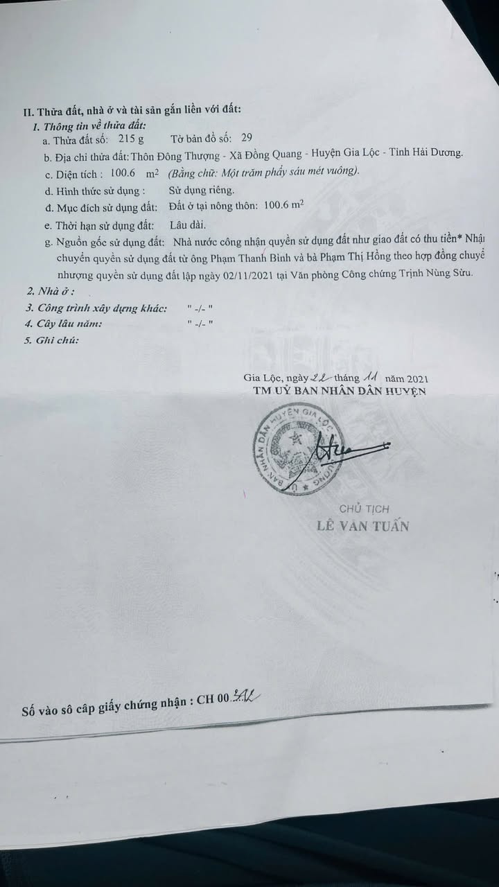 Đất nền Gia Lộc, Hải Dương 100.6m² - Đường to ô tô, đầu tư sinh lời!
