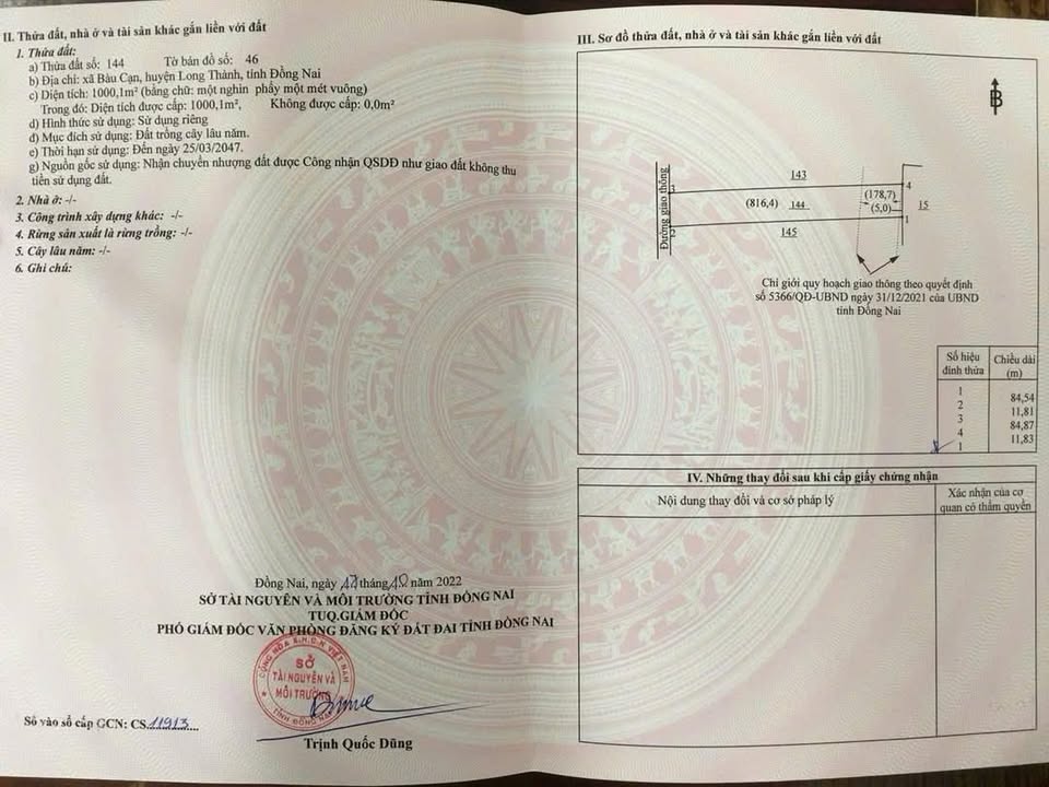 Đất nền Bàu Cạn Long Thành 1000m² thỏa thuận - Sổ đỏ chính chủ