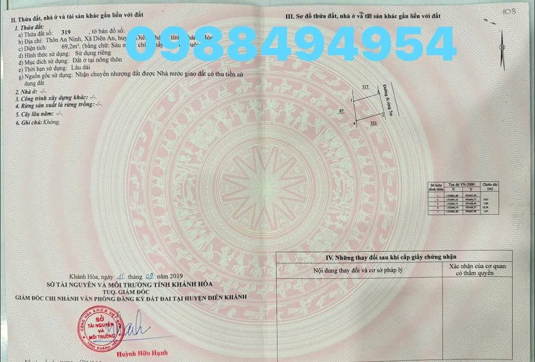 Đất nền Diên An 69.2m² giá 9xx triệu - Sổ đỏ chính chủ!