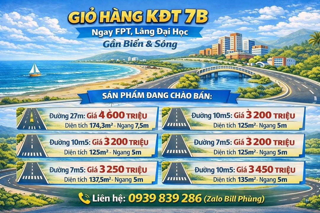 Đất Nền KĐT 7B Quảng Nam - Liền Kề FPT, Làng Đại Học - Giá Từ 3.2 Tỷ