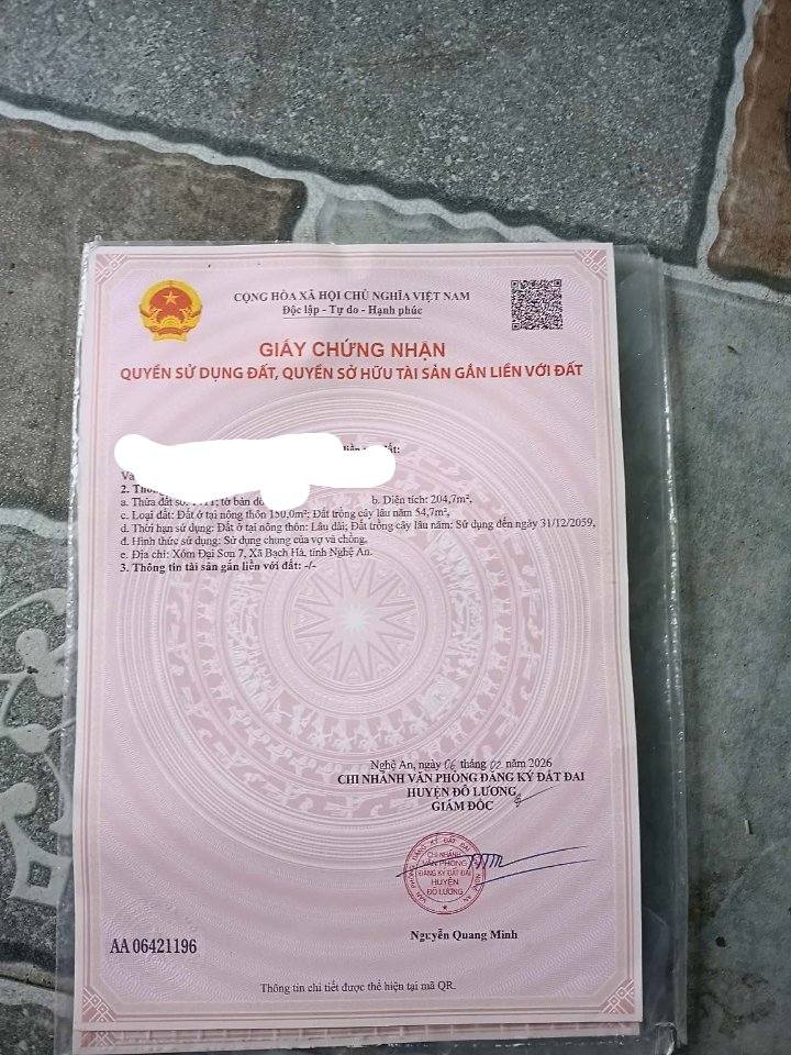 Đất nền Đô Lương 204m² - Sẵn sổ, giá tốt đầu tư