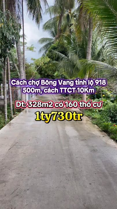 Đất nền Trường Long Cần Thơ 328m² giá 1.73 tỷ - Sổ đỏ chính chủ