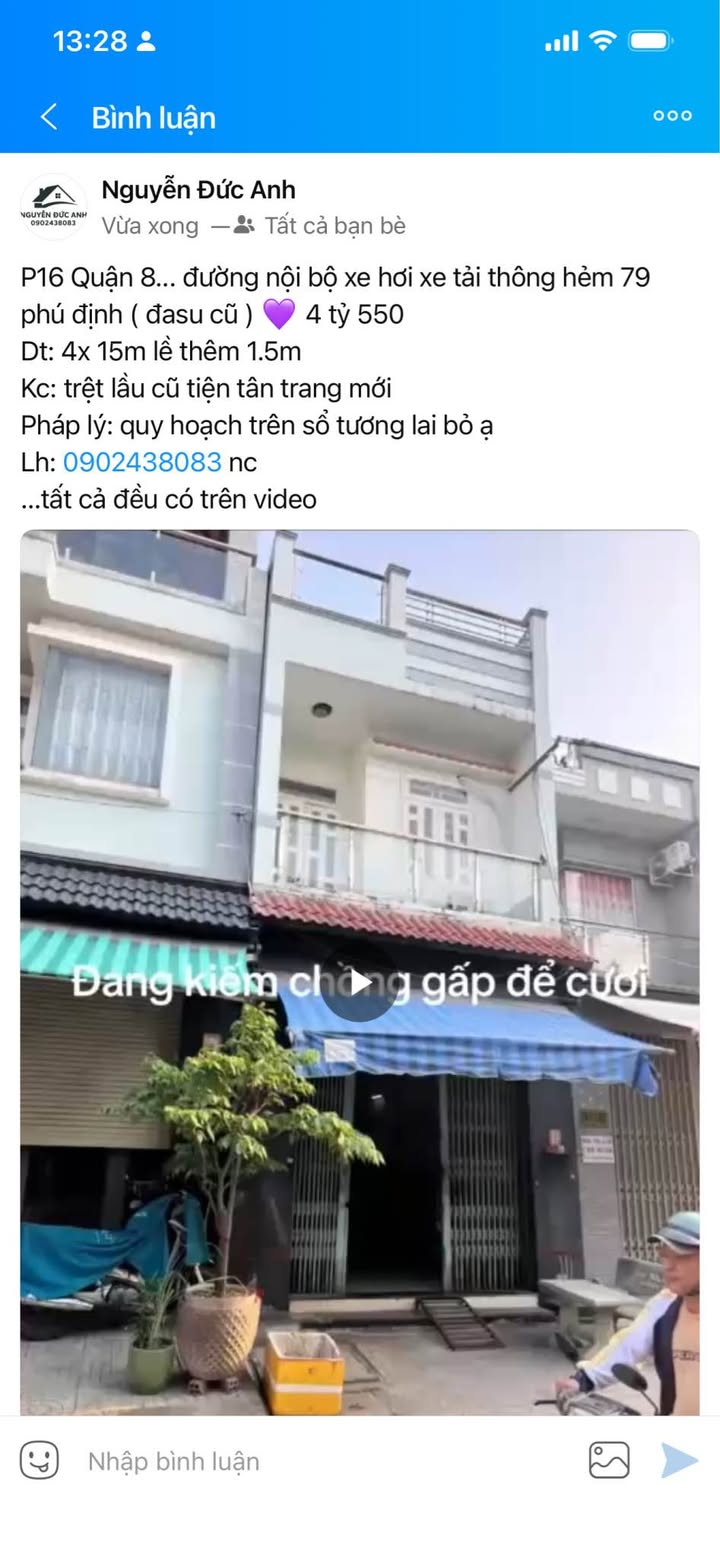 Bán Đất 60m² P16 Quận 8 - Hẻm Xe Hơi 4.55 Tỷ - Sổ Quy Hoạch Bỏ