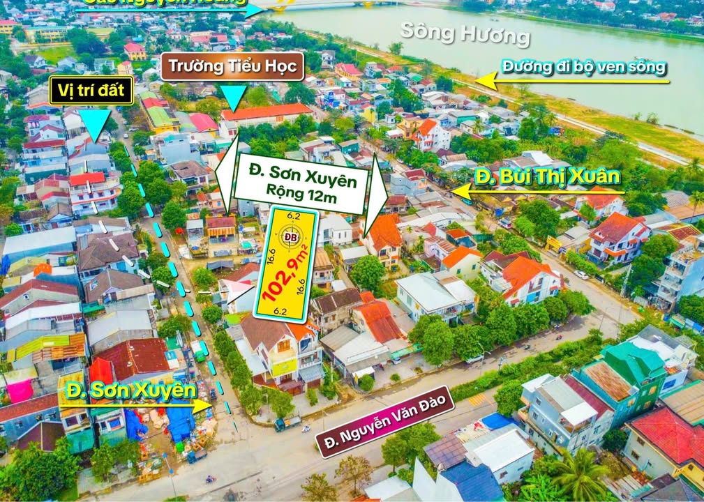 Đất nền mặt tiền Nguyễn Văn Đào, Huế - 102.9m² - 3.65 tỷ