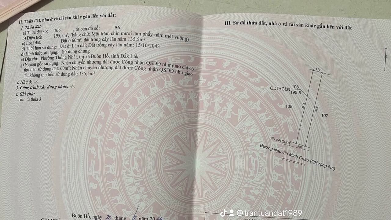 Đất nền Buôn Hồ 585m² - Sổ đỏ chính chủ, giá cực tốt!