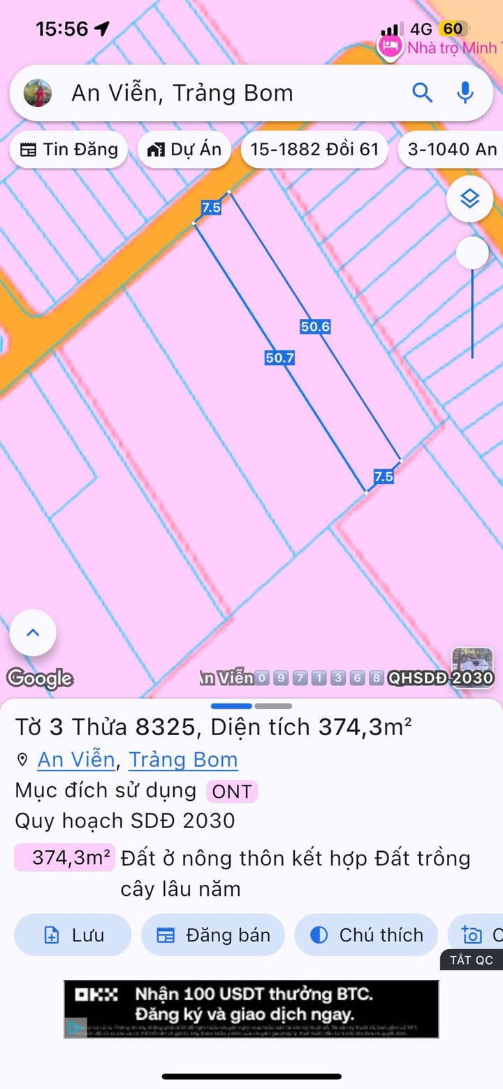 Đất Nền Trảng Bom 375m² Sổ Hồng Thổ Cư - Gần KCN Giang Điền