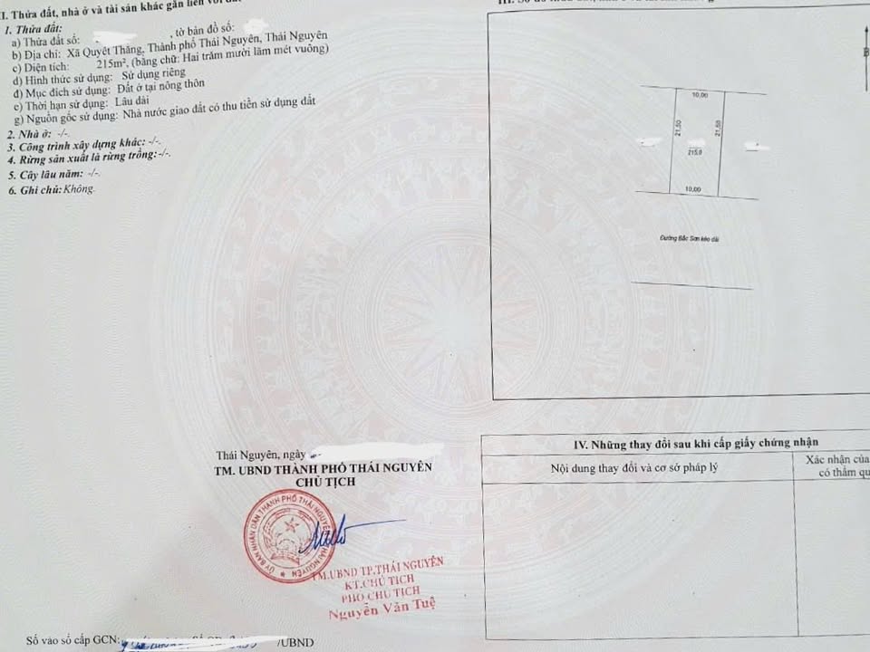 Mặt Tiền Kinh Doanh Đường Bắc Sơn Kéo Dài, TP. Thái Nguyên 215m² - Hướng Nam