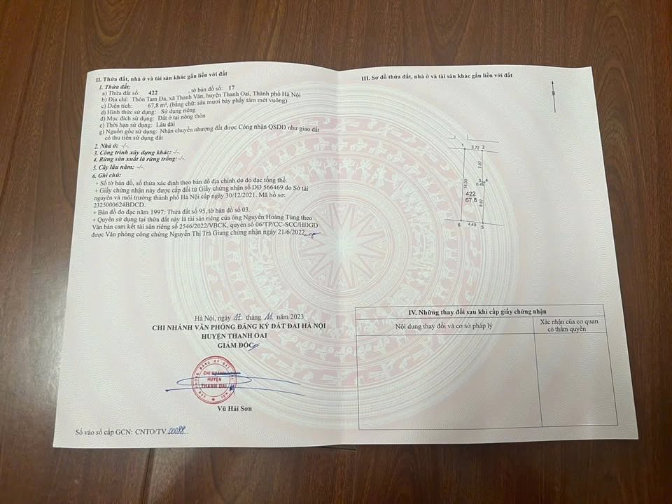 Đất Thanh Văn, Thanh Oai 68.7m² - Chính chủ nhỉnh 4 tỷ, sát Tỉnh lộ 429