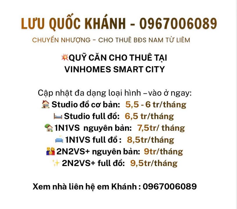 Căn hộ Vinhomes Smart City Tây Mỗ - Quỹ căn đa dạng, bàn giao ngay!
