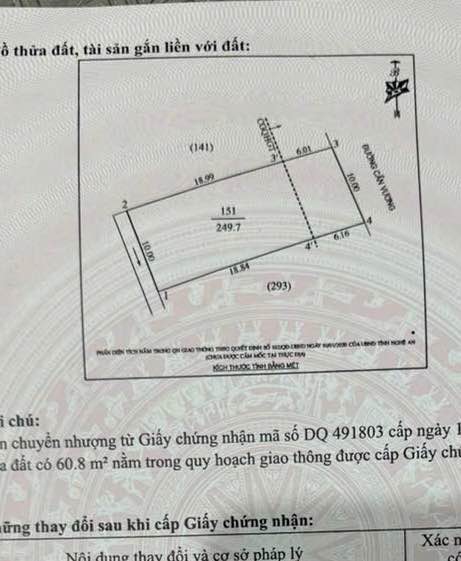 Đất nền mặt tiền Cần Vương, TP Vinh 250m² - Sẵn sàng xây nhà vườn