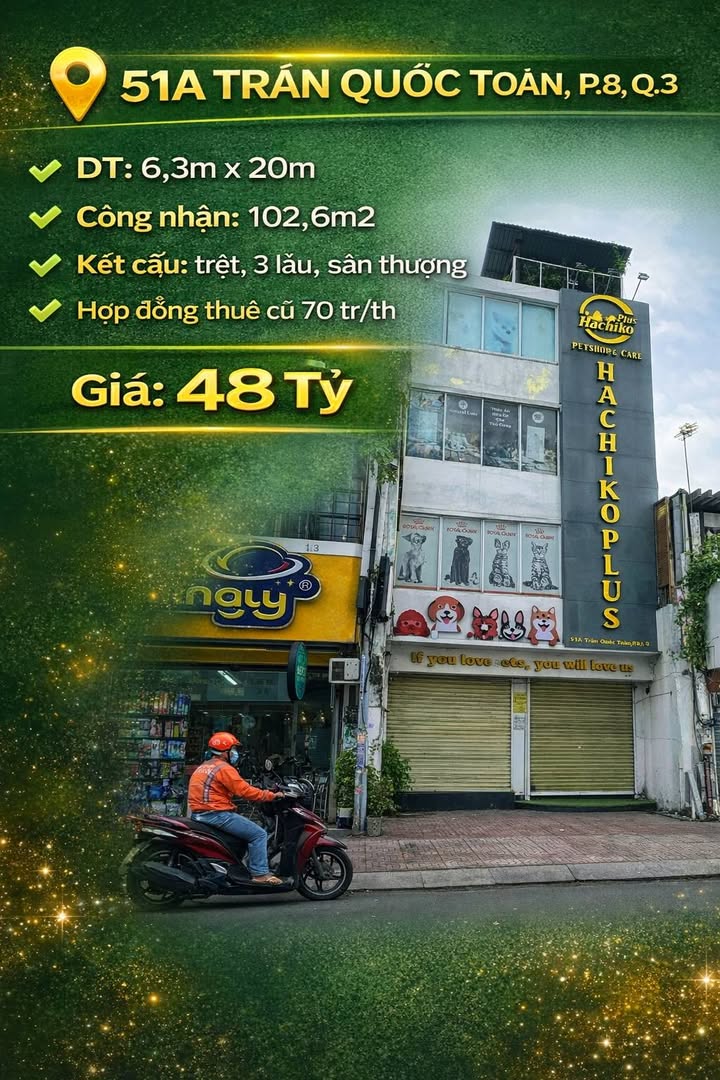 Nhà Phố Mặt tiền Trần Quốc Toản, Q3 – 102.6m² 48 tỷ – Đầu tư sinh lời