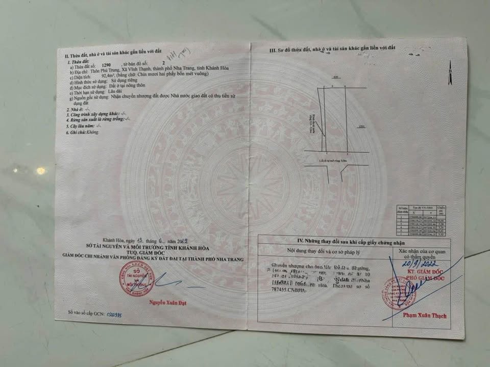 Đất nền Vĩnh Thạnh, Nha Trang 92m² chỉ 1.9 tỷ - Tiềm năng tăng giá!