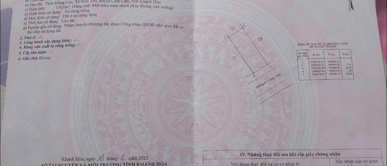 Đất nền Suối Tân Cam Lâm 150m² - Đường to ô tô, sổ hồng sẵn!