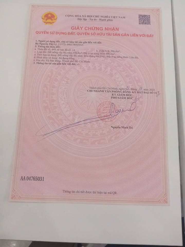 Đất nền Xã Bàu Lâm Xuyên Mộc 506m² - Pháp lý rõ ràng!