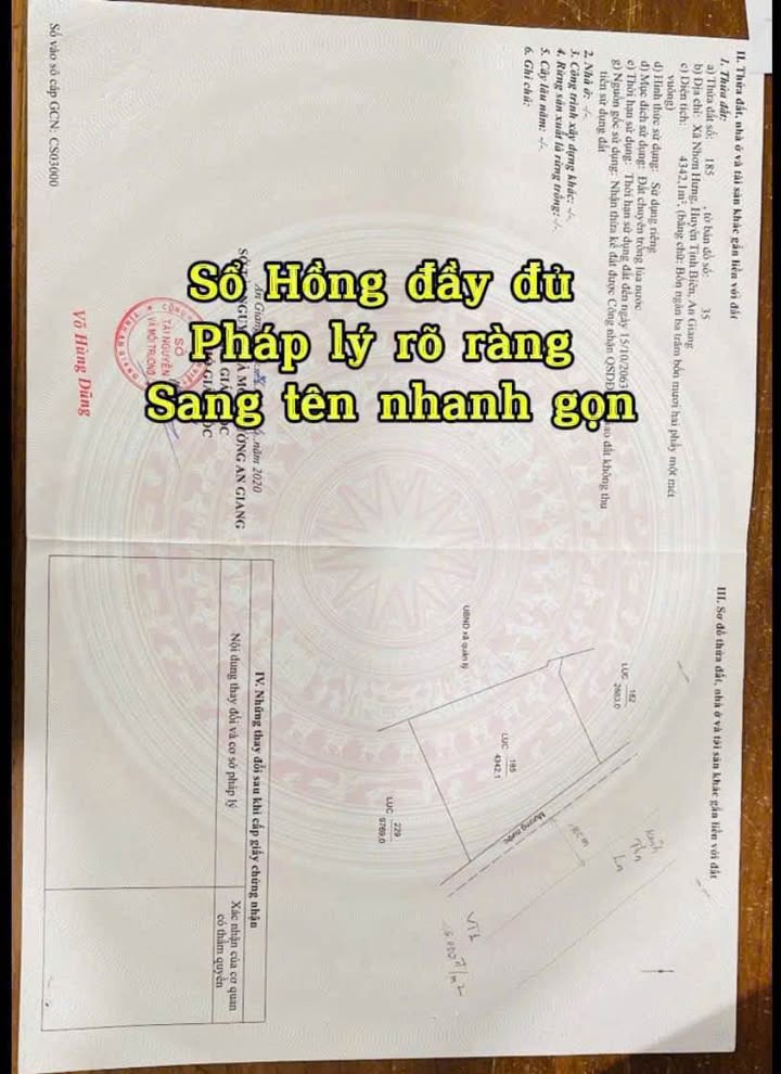 Bán Đất Vườn An Giang 4.3ha Mặt Tiền Kênh Tha La, Giá Đầu Tư