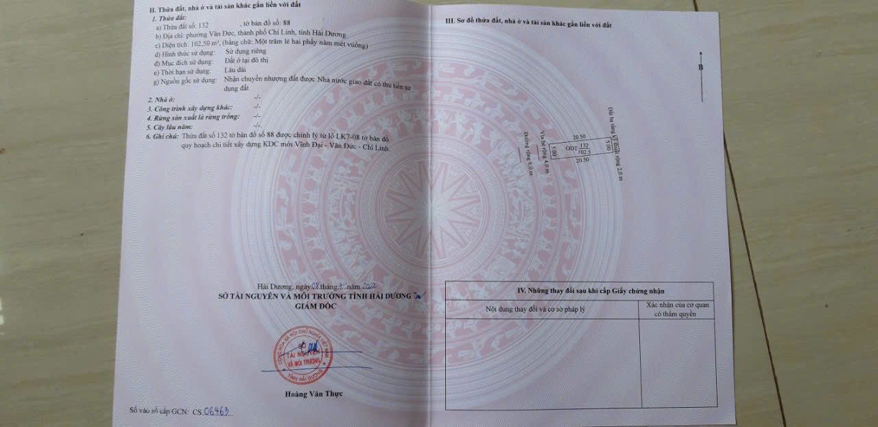 Đất đấu giá Vĩnh Đại, Chí Linh 102m² - Sẵn sàng xây nhà, giá 1.3 tỷ