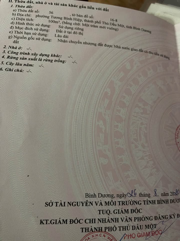 Đất nền Thủ Dầu Một 100m² giá 2.35 tỷ - Sổ đỏ chính chủ!