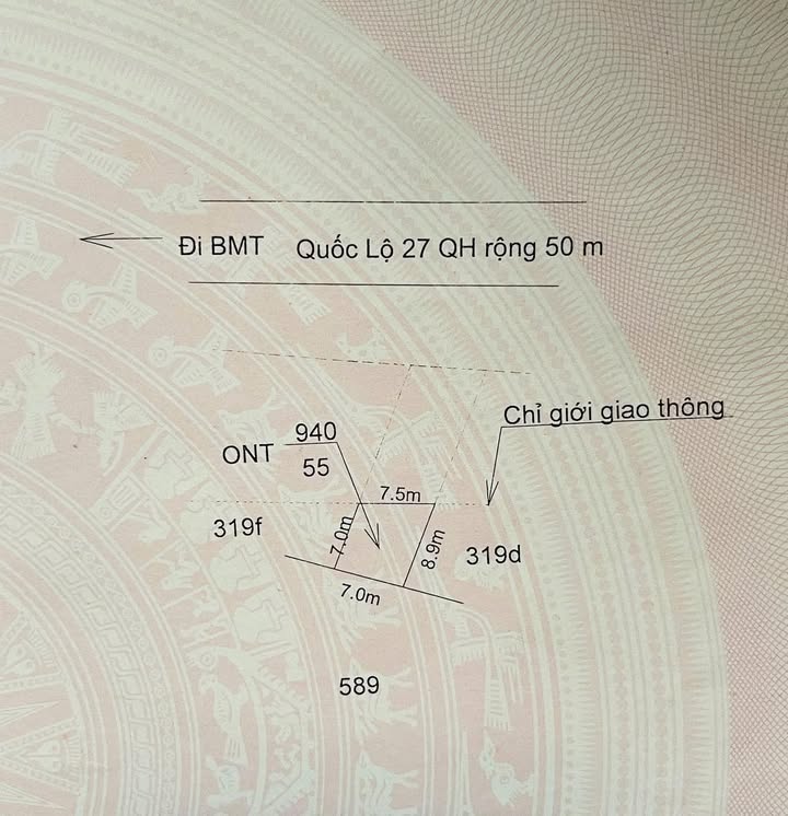 Đất thổ cư mặt tiền Quốc lộ 27, Cư Kuin - 66m² - Giá 2.6 tỷ