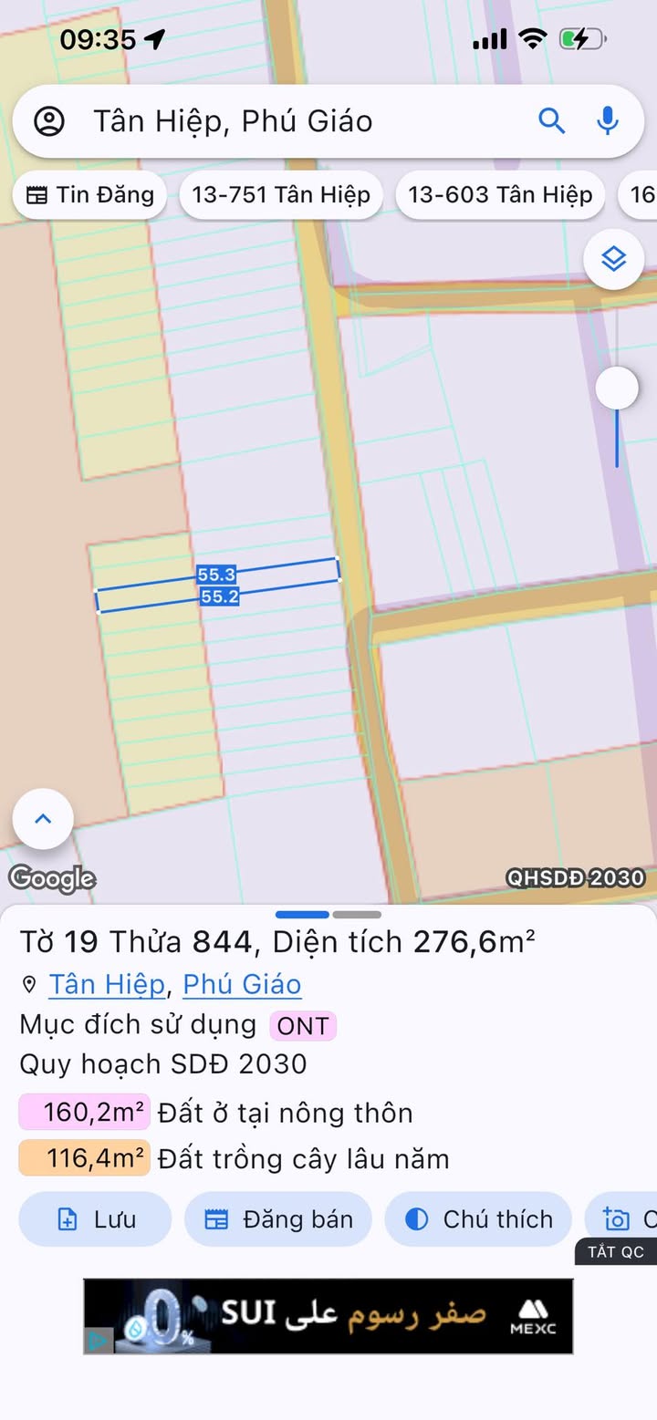 Đất nền 275m² sổ hồng 100m² thổ cư - Hiệp Phú, Phú Giáo, Bình Dương - Giá 680 triệu