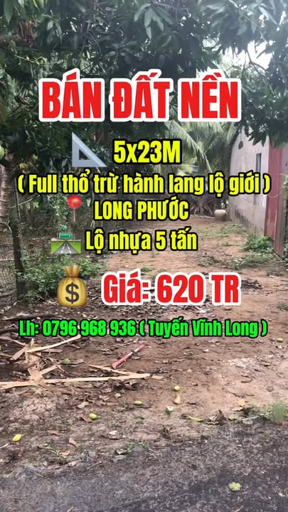 Đất nền Long Phước 115m² giá 620 triệu - Sổ đỏ chính chủ